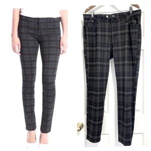 KUT From The Kloth Diana Stretch Skinny Pants Black Grey Plaid Size 16